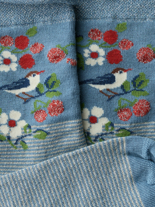 Seasalt Men's Snowy Scenes Socks In Sweet Nightingale Stripe Lichen