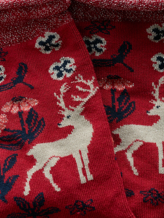 Seasalt Men's Snowy Scenes Socks In Tapestry Deer Dahlia