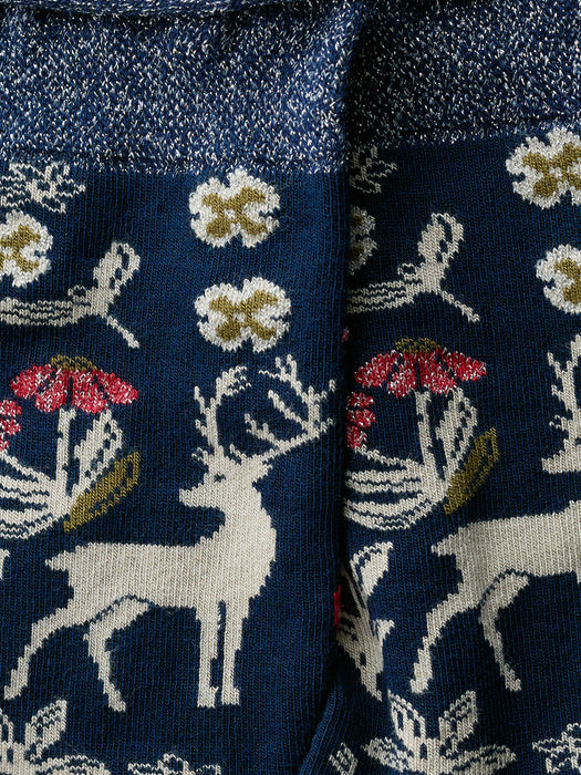 Seasalt Men's Snowy Scenes Socks In Tapestry Deer Maritime