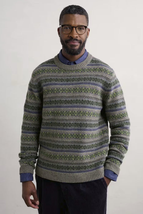 Seasalt Men's Carracks Fair Isle Jumper In Tilling Stone Grey