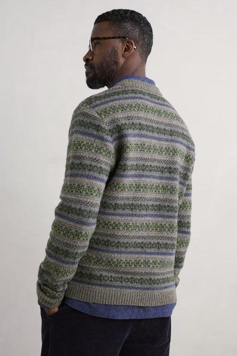 Seasalt Men's Carracks Fair Isle Jumper In Tilling Stone Grey