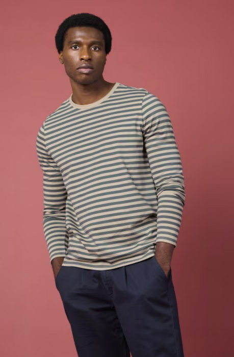 Seasalt Men's Crew Neck Sailor Shirt in GOTS-Certified Organic Cotton In Mini Cornish Cliff