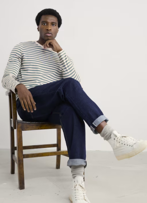 Seasalt Men's Crew Neck Sailor Shirt in GOTS-Certified Organic Cotton In Mini Cornish Cliff