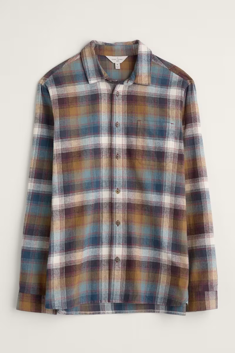 Seasalt Men's Fathomer Checked Shirt In Root Cellar Waxed Canvas