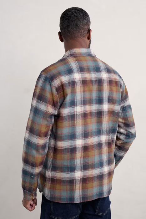 Seasalt Men's Fathomer Checked Shirt In Root Cellar Waxed Canvas