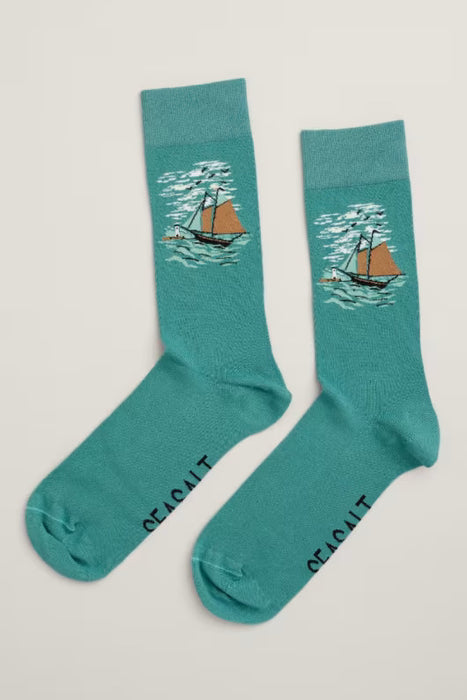 Seasalt Men's Sailor Socks In Windswept Boat Headland