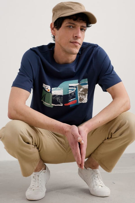 Seasalt Men's Midwatch Organic Cotton T-Shirt In Scenic Collage Maritime