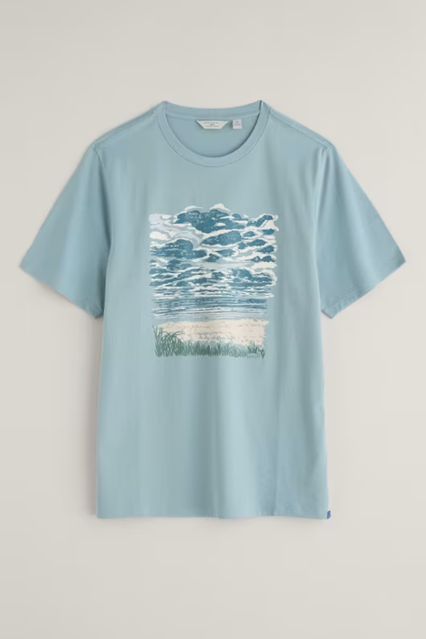 Seasalt Men's Midwatch Organic Cotton T-Shirt In Hendra Sky Limpet