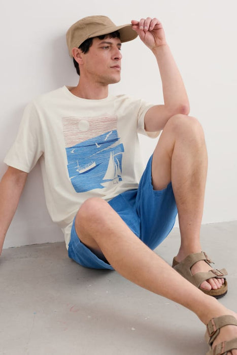 Seasalt Men's Midwatch Organic Cotton T-Shirt In Sailing Graphic Chalk