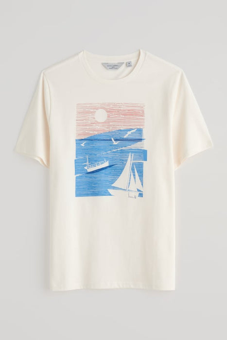 Seasalt Men's Midwatch Organic Cotton T-Shirt In Sailing Graphic Chalk