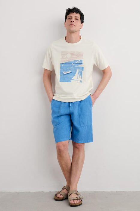 Seasalt Men's Midwatch Organic Cotton T-Shirt In Sailing Graphic Chalk
