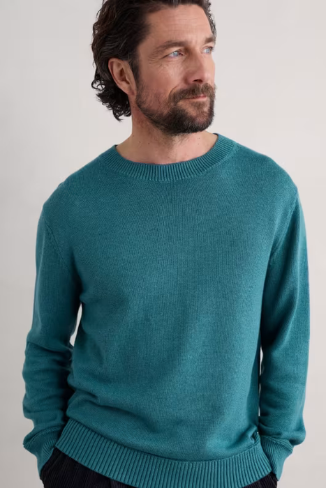 Seasalt Men's Moorstone Knitted Organic Cotton Jumper In Eden