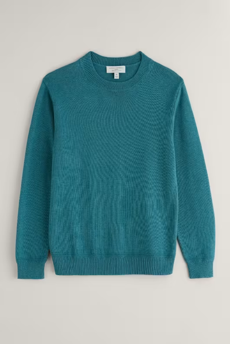 Seasalt Men's Moorstone Knitted Organic Cotton Jumper In Eden