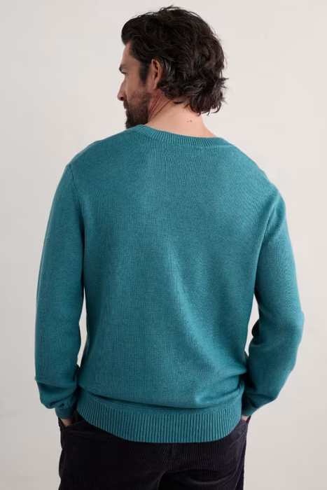 Seasalt Men's Moorstone Knitted Organic Cotton Jumper In Eden