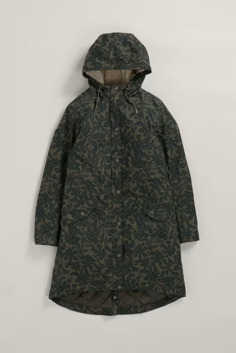 Seasalt Women's Plant Hunter Waterproof Parka Coat In Fig Tree Lino Highland