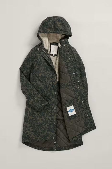 Seasalt Women's Plant Hunter Waterproof Parka Coat In Fig Tree Lino Highland