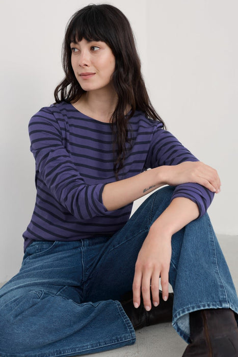 Seasalt Women's Sailor Shirt In Breton Dark Bilberry Maritime