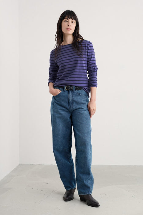 Seasalt Women's Sailor Shirt In Breton Dark Bilberry Maritime