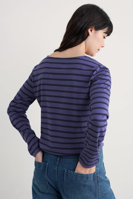 Seasalt Women's Sailor Shirt In Breton Dark Bilberry Maritime