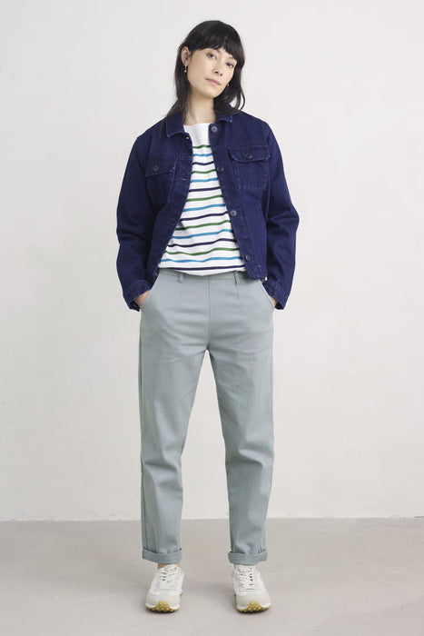 Seasalt Women's Sailor Shirt In Falmouth Tri Breton Chalk Maritime