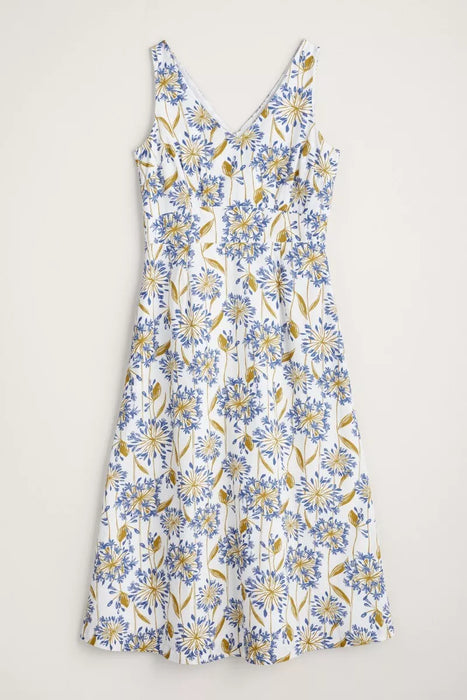 Seasalt Women's Sky Beyond Sleeveless V-Neck Dress In Agapanthus Lino Chalk