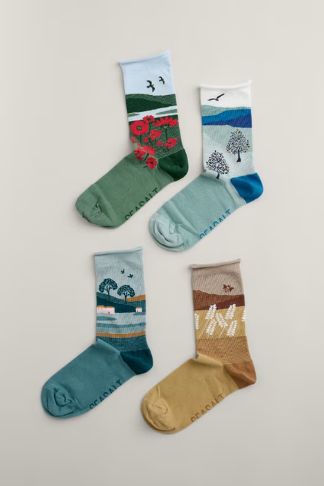 Seasalt Women's Gift Box of 4 Women's Scenic Sailor Socks In Hall Walk Mix