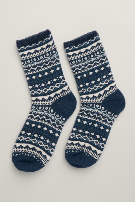 Seasalt Men's Cabin Socks In Mica Fleck Maritime Ship