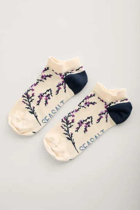 Seasalt Women's  Women's Arty Organic Cotton Trainer Socks - Heather Sketch Chalk