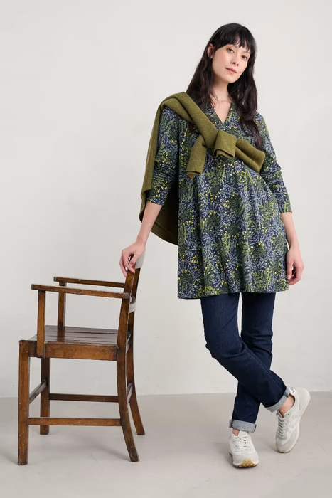 Seasalt Women's Wreathe Jersey Tunic In Pressed Fern Maritime