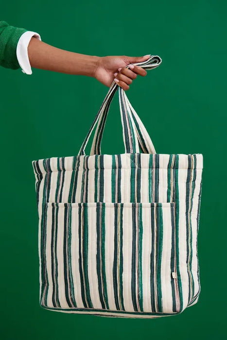 Seasalt Singing Water Quilted Tote Bag - River Stripe Chalk