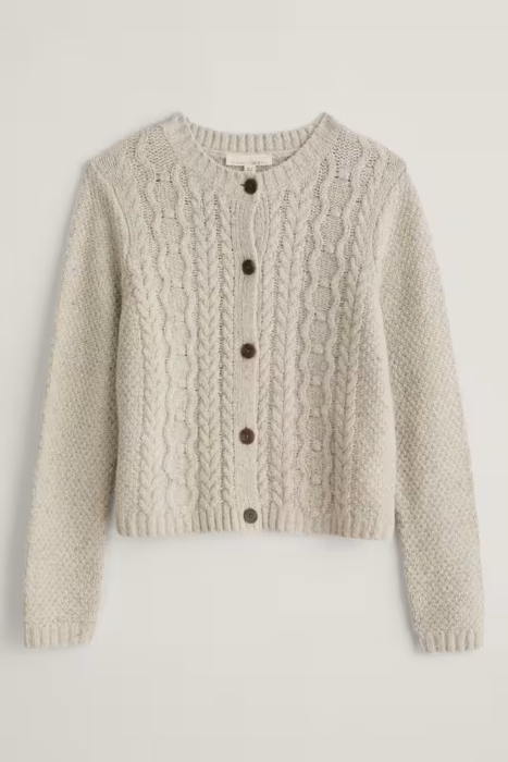 Seasalt Women's Tressa Merino Blend Cable Knit Cardigan In Aran