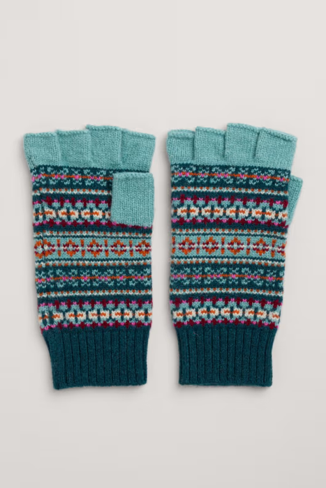 Seasalt Women's Mabyn Fingerless Fair Isle Gloves In Wheal Towan Seashore Mix