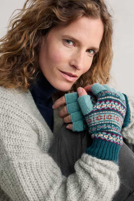 Seasalt Women's Mabyn Fingerless Fair Isle Gloves In Wheal Towan Seashore Mix