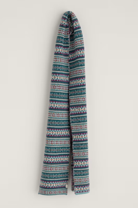 Seasalt Women's Bright Line Fair Isle Scarf In Wheal Towan Seashore Mix