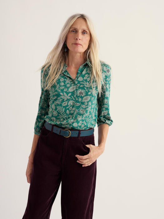 Seasalt Women's 3/4 Embrace Shirt In Woodland Forms Dark Thyme