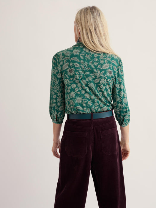 Seasalt Women's 3/4 Embrace Shirt In Woodland Forms Dark Thyme