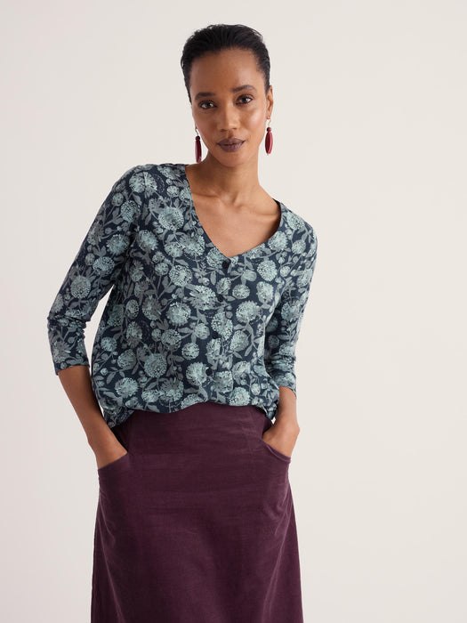 Seasalt Women's 3/4 Studio Glass Top In Allium Flowers Lichen