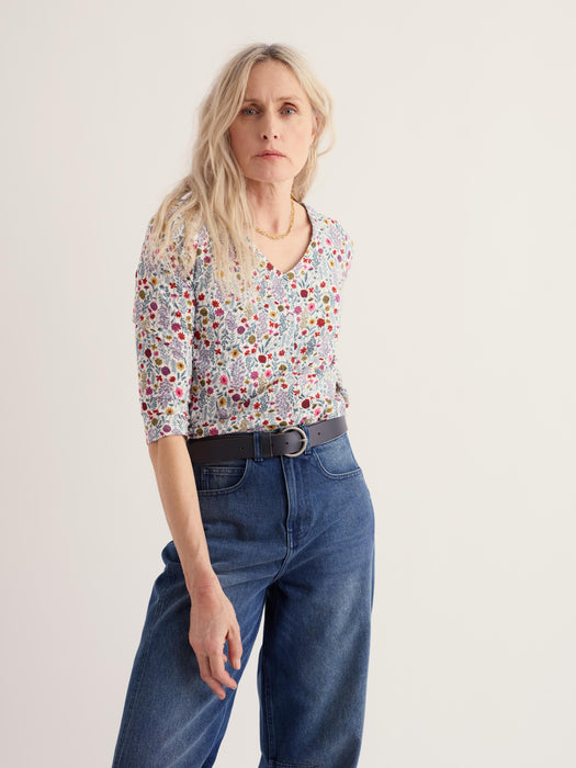 Seasalt Women's 3/4 Studio Glass Top In Wild Borders Chalk