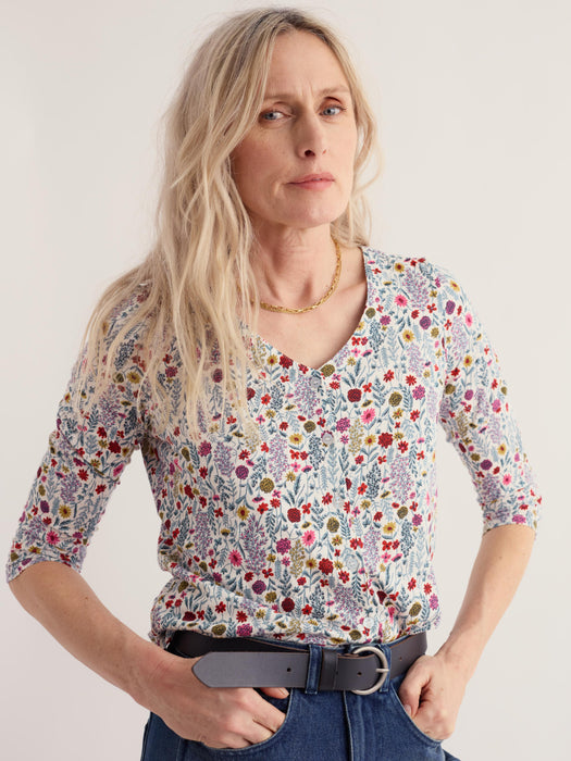 Seasalt Women's 3/4 Studio Glass Top In Wild Borders Chalk