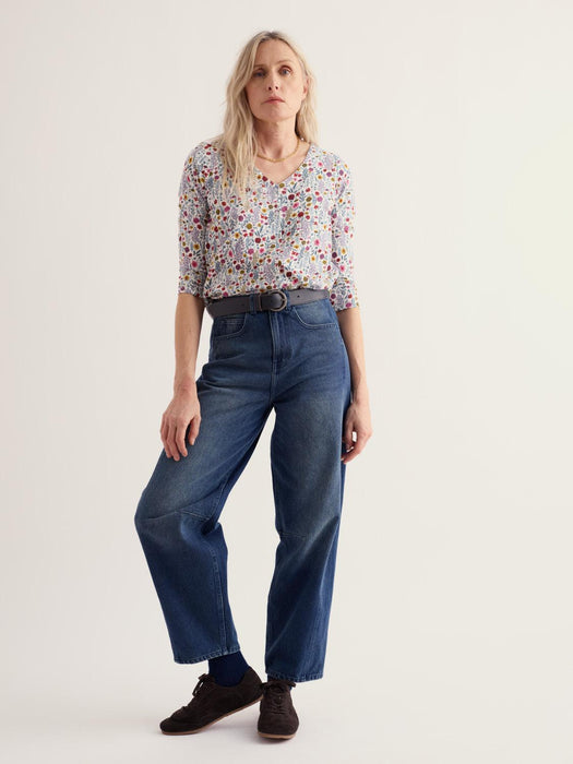 Seasalt Women's 3/4 Studio Glass Top In Wild Borders Chalk
