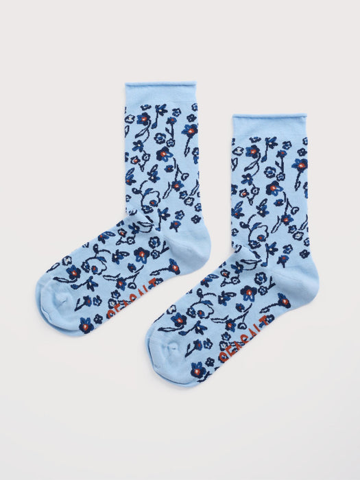 Seasalt Women's Arty Organic Cotton Socks In Flax Flower Blue Fog