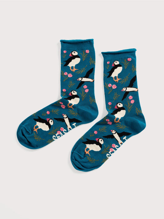 Seasalt Women's Arty Organic Cotton Socks In Puffin Thrift Seaway