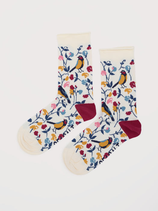 Seasalt Women's Arty Organic Cotton Socks In Sweet Pea Bird Chalk Dust