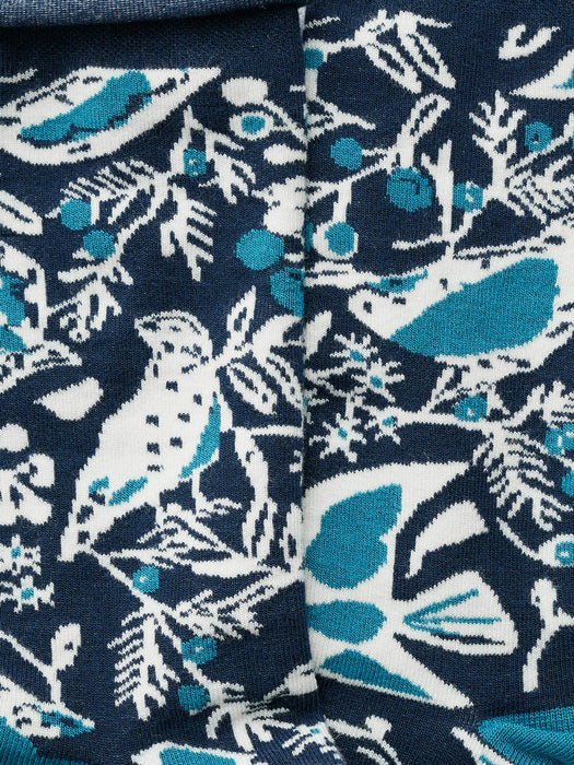 Seasalt Women's Bamboo Arty Socks In Festive Birds Raincloud