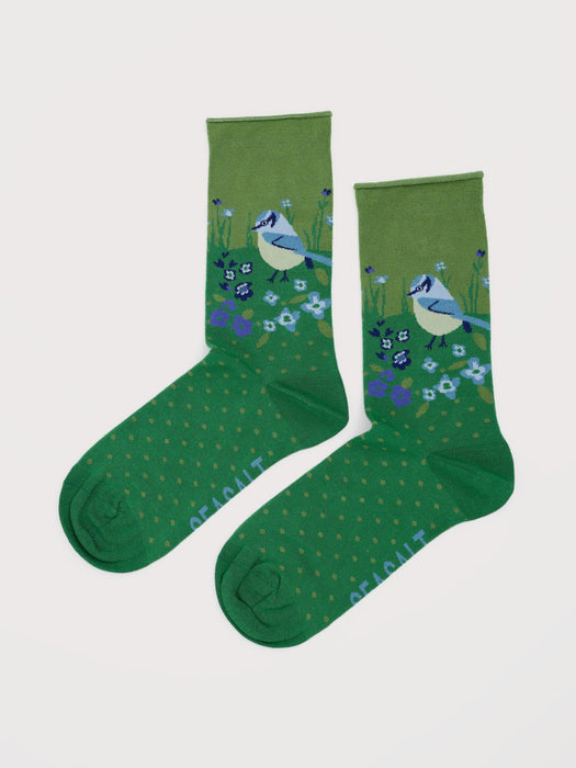 Seasalt Women's Bamboo Arty Socks In Woodland Bird Clover Leaf