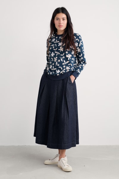 Seasalt Women's Bright Wave Printed Organic Cotton Sweatshirt In Organic Shapes Dark Lugger