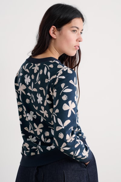 Seasalt Women's Bright Wave Printed Organic Cotton Sweatshirt In Organic Shapes Dark Lugger