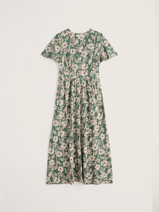Seasalt Women's Chateaux Half Sleeve Maxi Dress In Cosmos Stems Light Coppice