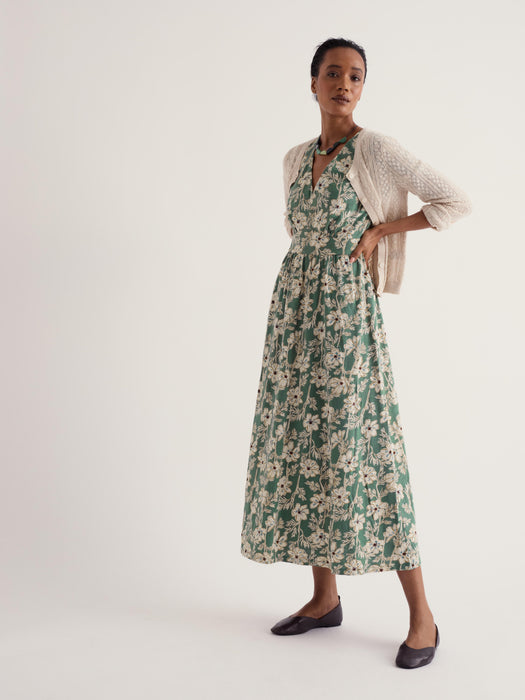 Seasalt Women's Chateaux Half Sleeve Maxi Dress In Cosmos Stems Light Coppice