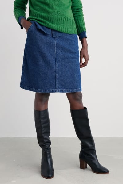 Seasalt Women's Dovetail A-Line Skirt In Mid Wash Tide